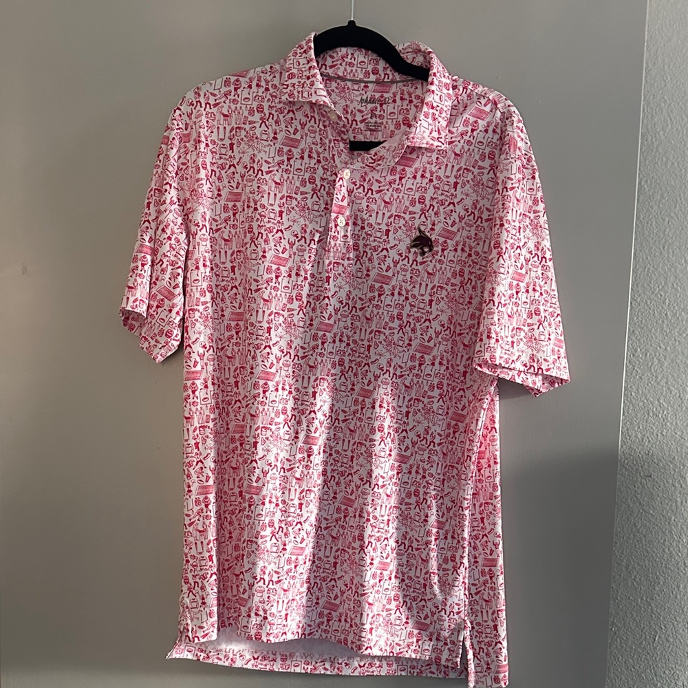 johnnie-O Texas State Univeristy Graphic Polo Shirt. Southwest Texas